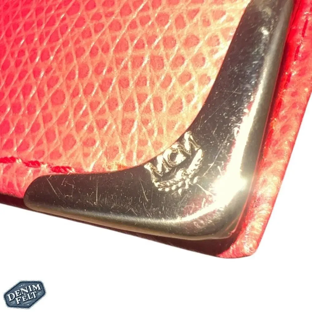 MCM Red w/‎ Gold Tip Men’s Leather Bifold Wallet